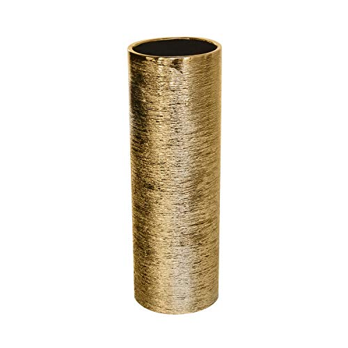 Etched Cylinder Shape Vase - Gold