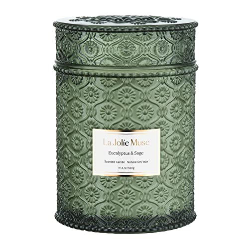 Eucalyptus & Sage Scented Candles - Large Wood Wicked Decorative Candles