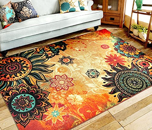 EUCH Contemporary Boho Retro Style Abstract Living Room Floor Carpets