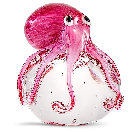 EUSTUMA Hand Blown Glass Octopus Figurine Ornament