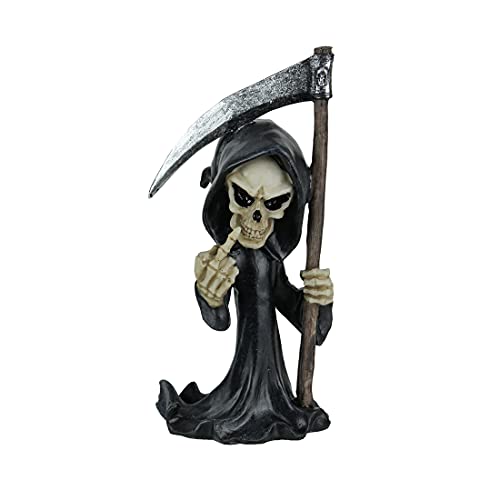 EVERSPRING Grouchy Grim Reaper Flipping Bird Hand Painted Statuette Figurine