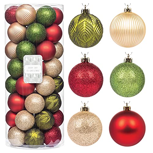 Every Day is Christmas 50ct 57mm/2.24" Christmas Ornaments, Shatterproof Christmas Tree Ornaments Set, Christmas Balls Decoration (Garden Country Woodland)