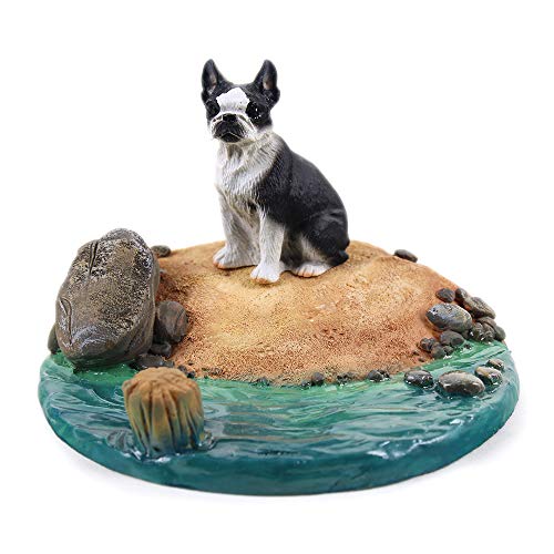 Everyday Life Collectible Boston Terrier Figurine- Adorable Lifelike Figurine- Home Desk Nursery Décor Sculpture, Statue