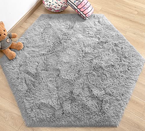 EVOIONOS Grey Hexagon Rug for Princess Tent