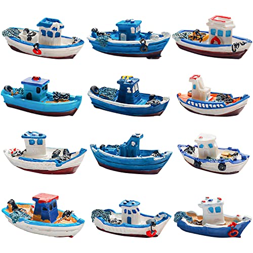 Exasinine Miniature Sailing Boat Figurines for Home Décor