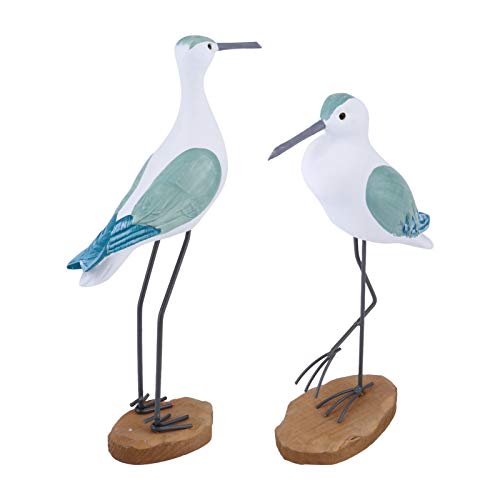 EXCEART 2pcs Seagull Statues Garden Bird Sculpture Wooden Seabirds Figurine Nautical Sculpture Desktop Coastal Decorartion Home Table Centerpiece Bird Figurines Home Decor Outdoor Bird Decor
