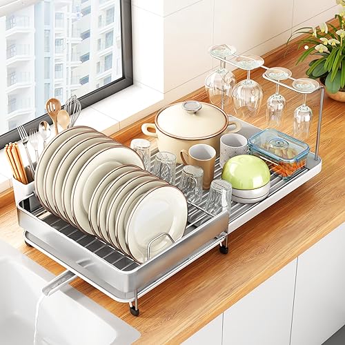 Expandable Dish Drying Rack - Large Stainless Steel Dish Dryer Racks