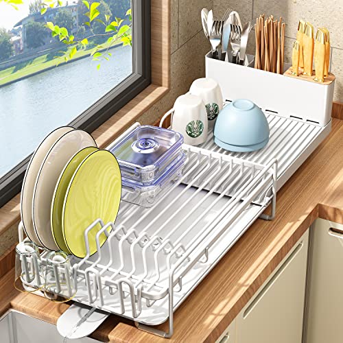 Expandable Dish Drying Rack with Utensil Holder
