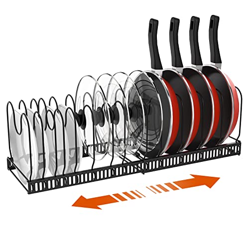 Expandable Pot and Pan Organizer Rack for Kitchen Cabinet
