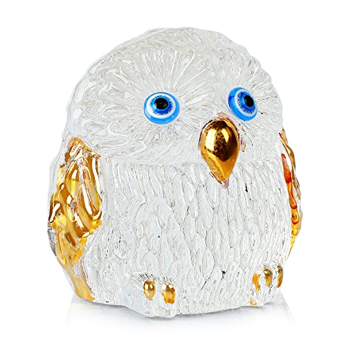 Exquisite Crystal Owl Figurine Collectible, Gold Painted Home Decor