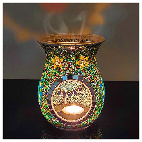Exquisite SHMILMH Essential Oil Burner Mosaic Glass