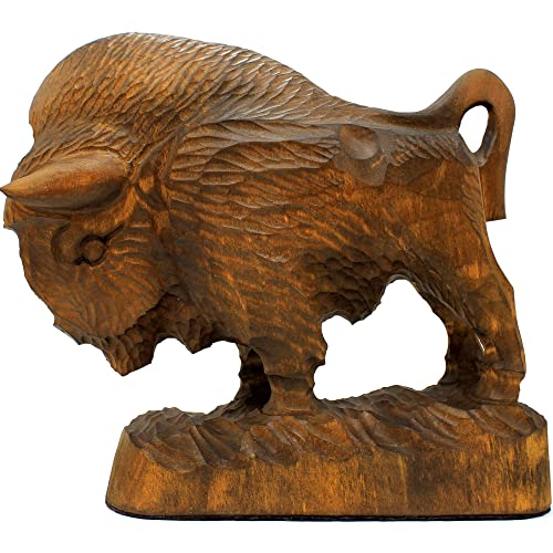 Exquisite Wooden Bison Statue