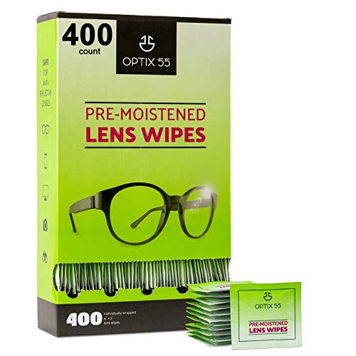Eyeglass Cleaner Lens Wipes - 400 Pre-Moistened Individual Wrapped Eye Glasses Cleaning Wipes | Glasses Cleaner Safely Cleans Glasses, Sunglasses, Phone Screen, Electronics & Camera Lense| Streak-Free