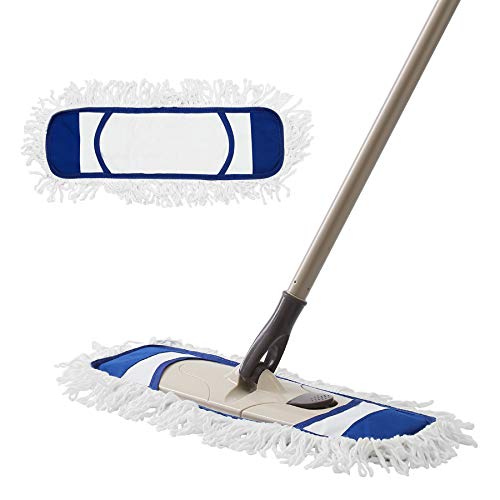 SWOPT Microfiber Wet Mop 60 Comfort Grip Wooden Handle Mop Head Provides Lint-Free Clean for Tile, Wood or Laminate Handle Interchangeable with Other