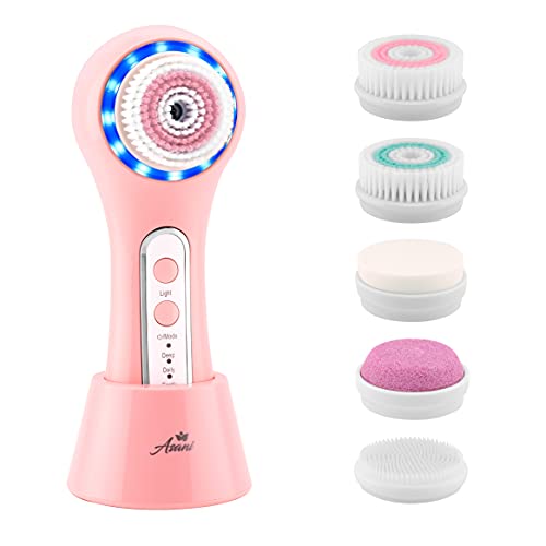 Facial Cleansing Brush with 3 Operating Modes & 5 Replaceable Face Scrub Brush Heads