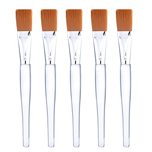 Facial Mask Brush Makeup Brushes - 5 Pack (Silver with Yellow Brush)