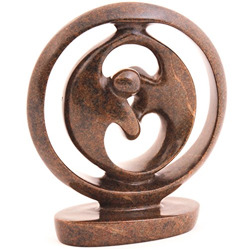 Fair Trade Zimbabwe African Shona Sculpture Ring of Love 10-12" Tall, SS036/28796