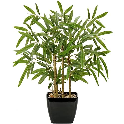 Fake Bamboo Tree Plant with Solid Wood Trunk