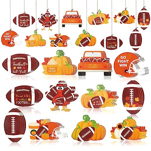 Fall Football Wooden Hanging Ornament Set