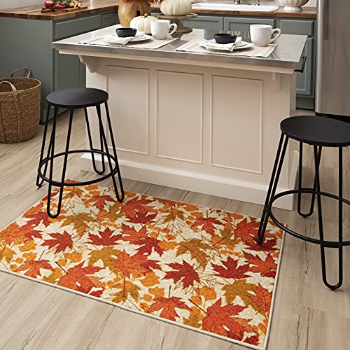 Fall Leaves Orange Kitchen Mat