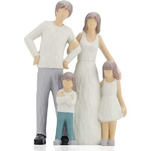 Family of 4 Resin Statues - Gifts for Dad Mom or Children