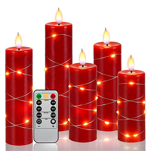 Fanzir Red Flameless Candle with Remote Control