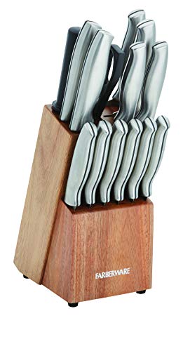 Farberware 15-Piece Stainless Steel Knife Set with Wood Block