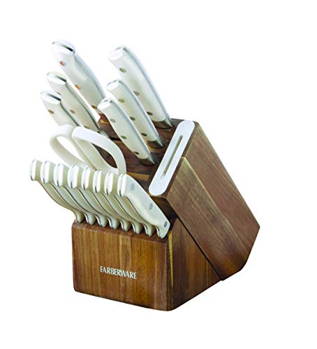 Farberware 16-Piece Stainless Steel Block Set with Knife Sharpener