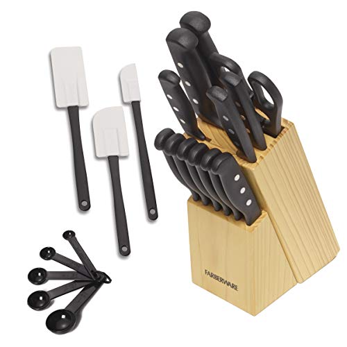 Farberware 22-Piece Knife Block and Kitchen Tool Set, Black