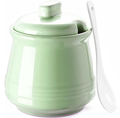 Farmhouse Ceramic Sugar Bowl with Lid and Spoon