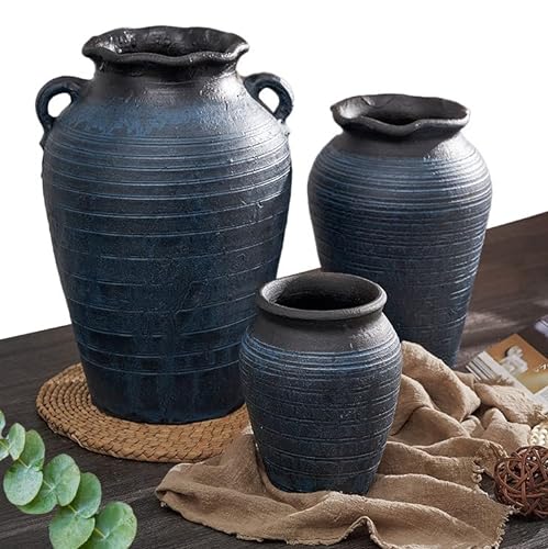 Farmhouse Clay Floor Vase - Large Ceramic Pot for Plants