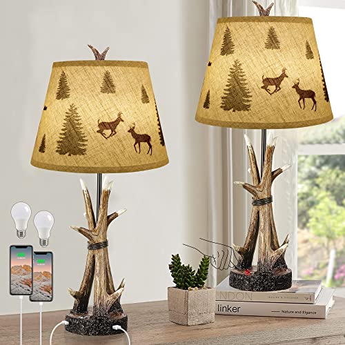 Farmhouse Deer Antler Table Lamps