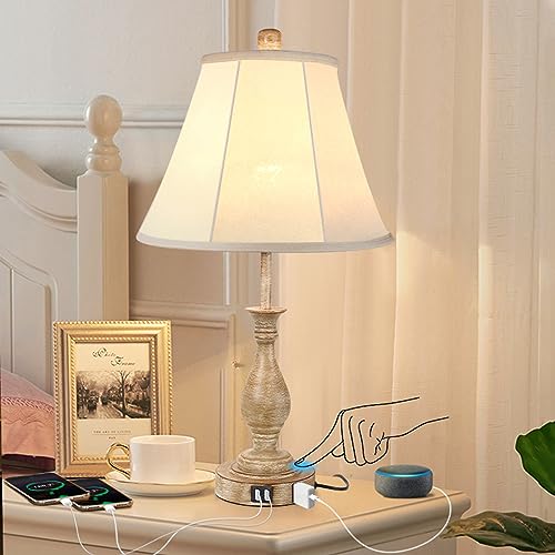 Farmhouse Table Lamp with USB Port and Touch Control