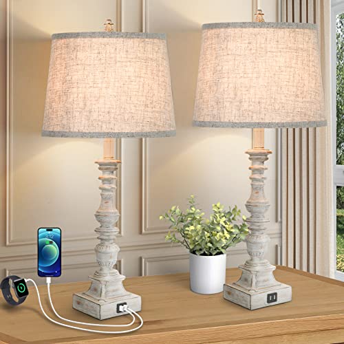 Farmhouse Table Lamps with USB Ports