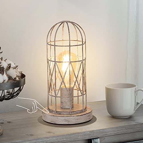 Farmhouse Touch Control Table Lamp with Dimmable Nightstand Edison Lamp