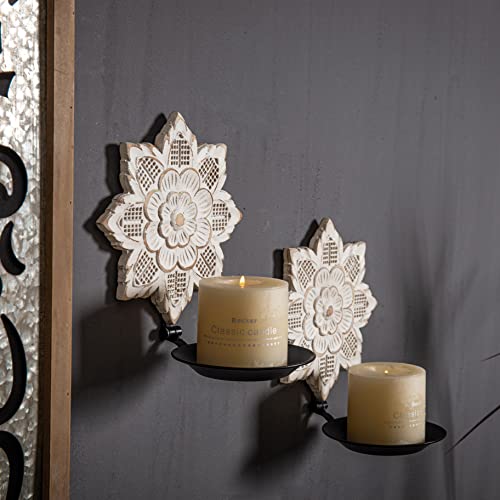 Farmhouse Wall Sconces Candle Holder Set, Handmade Wooden Candle Holder Wall Decor