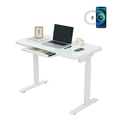 FARRAY Glass Standing Desk with Wireless Charging