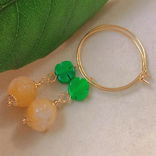 Fashion Hetian Jade Green Jade Gold Earrings