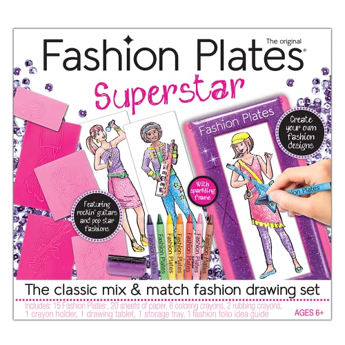 Fashion Plates Superstar - Mix-and-Match Drawing Set - Make 100s of Fabulous Fashion Designs - Ages 6+