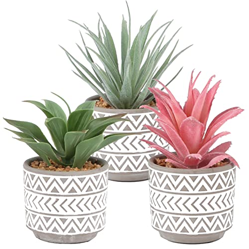 Faux Succulents in Ceramic Pots - Set of 3