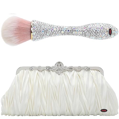 Fawziya Satin Pleated Evening Bags And Bling 6'' Foundation Brushes For Liquid Makeup