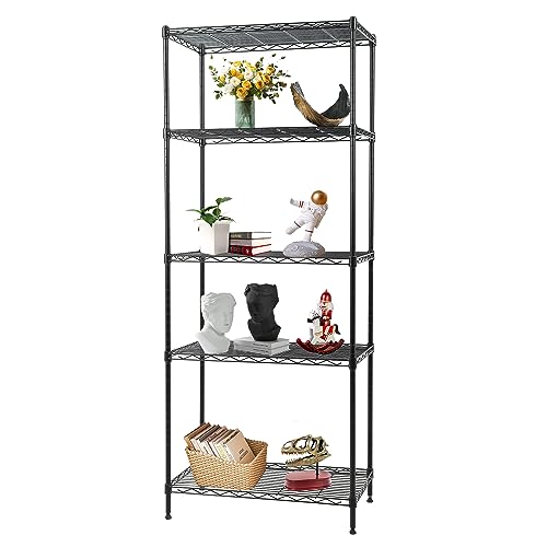 FDW Shelves,Wire Shelving Utility Storage Shelves Shelving Unit NSF Certified Height Adjustable Metal 5 Tier Shelves Easy Assembly 24" L x 14" W x 60" H,Black
