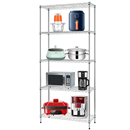 FDW Wire Shelving Unit Metal Shelf with 5 Tier Layer Rack