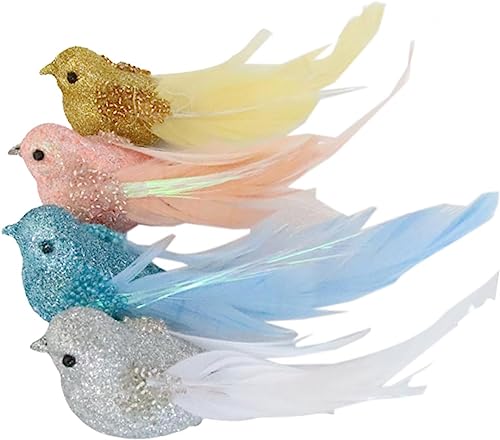Feather Birds Ornament - Realistic Figurines for Home Decor