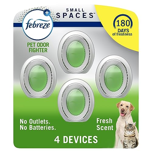 Febreze Small Spaces Air Freshener, Pet Friendly Air Fresheners Alternative for Home, Room Air Freshener, Fresh Scent, Room Deodorizer & Odor Fighter for Strong Odor (4 Count)