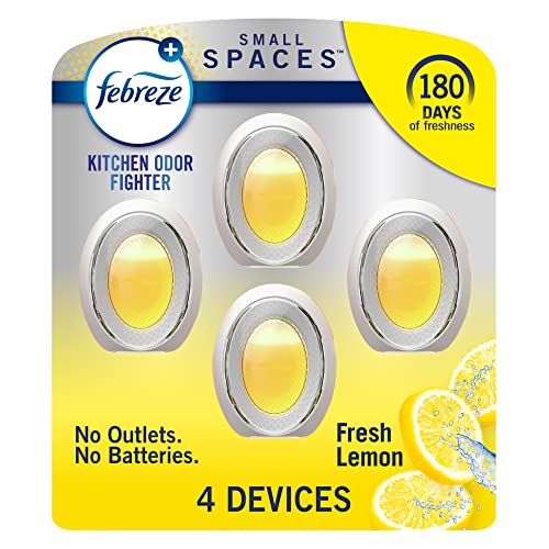 Febreze Small Spaces, Plug in Air Freshener Alternative for Home, Heavy Duty Lemon Scent, Odor Eliminator for Strong Odor (4 Count)