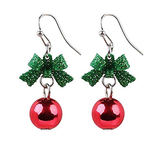 Festive Red Green Ball Ornament Dangle Earrings