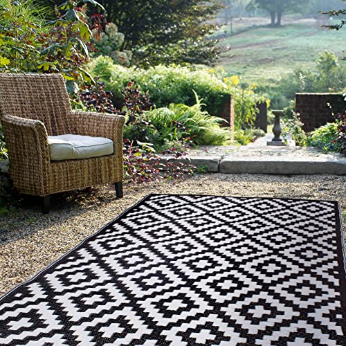 FH Home Outdoor Rug - Waterproof, Fade Resistant, Reversible - Premium Recycled Plastic - Geometric - 3 x 5 ft