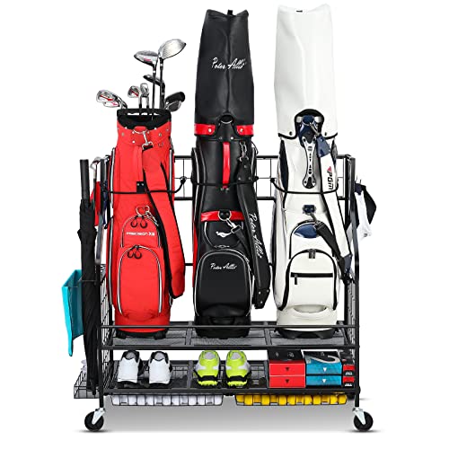 FHXZH 3 Golf Bag Storage Garage Organizer