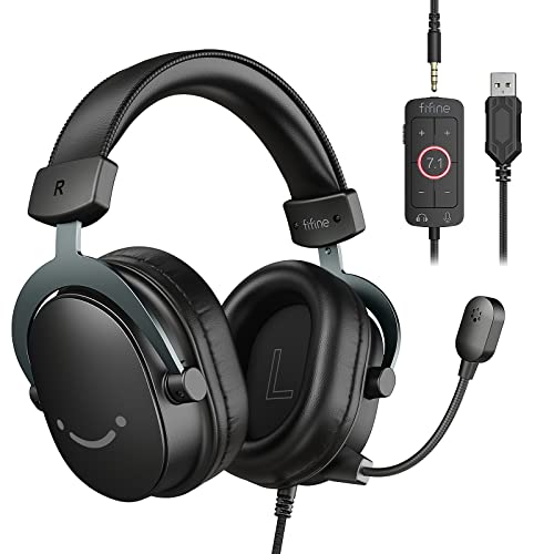 FIFINE PC Gaming Headset - Immersive 7.1 Surround Sound, Detachable Microphone